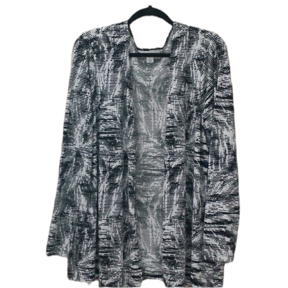 Christopher & Banks Black & White Cardigan sz XL